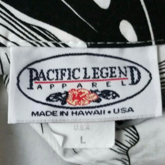 Pacific Legend Aloha Hawaiian Men's Black White L - Picture 6 of 7